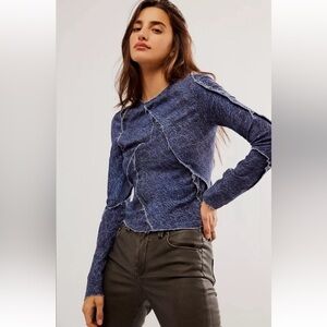 NWT Facon Jacmin Tess Denim Patchwork Top size US XS or EU 36